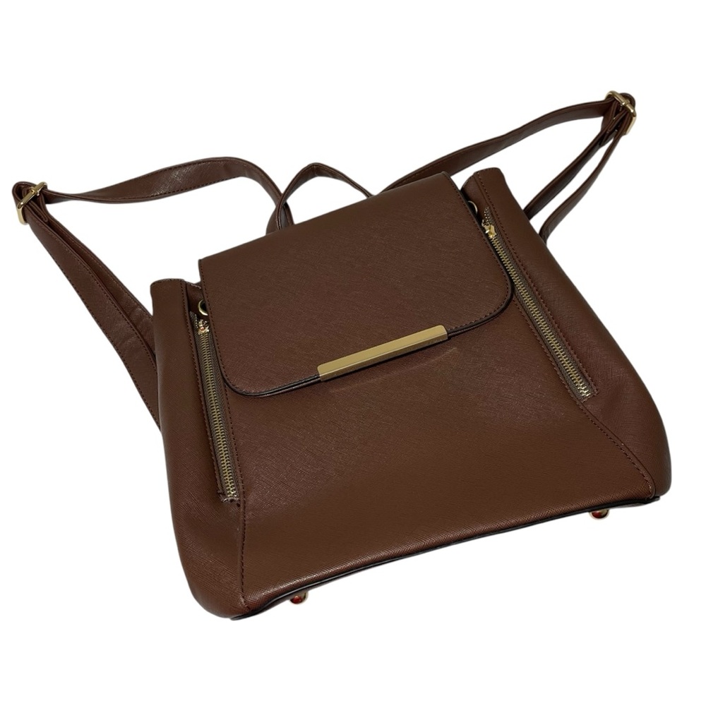 Elegant Brown Faux Leather Backpack